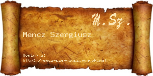 Mencz Szergiusz névjegykártya